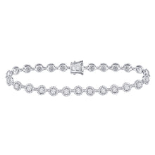 14k White Gold Womens Round Diamond Halo Cluster Tennis Bracelet 2 Cttw