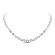  14k White Gold Womens Round Diamond Graduated Halo Tennis Necklace 3 Cttw