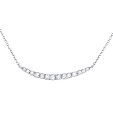  14k White Gold Womens Round Diamond Curved Bar Necklace 3/4 Cttw