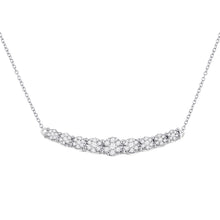  14k White Gold Womens Round Diamond Graduated Curved Bar Necklace 1/2 Cttw