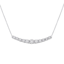  14k White Gold Womens Round Diamond Curved Graduated Bar Necklace 1/2 Cttw