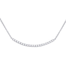  14k White Gold Womens Round Diamond Curved Bar Necklace 1/2 Cttw