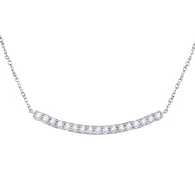  14k White Gold Womens Round Diamond Curved Bar Necklace 3/4 Cttw