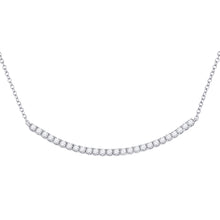  14k White Gold Womens Round Diamond Curved Bar Necklace 3/4 Cttw