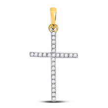  10k Yellow Gold Womens Round Diamond Cross Pendant 1/6 Cttw