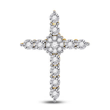  14k Yellow Gold Womens Round Diamond Cross Pendant 1/4 Cttw
