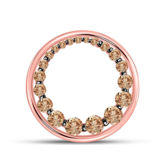 10k Rose Gold Womens Round Brown Diamond Graduated Circle Pendant 3/4 Cttw
