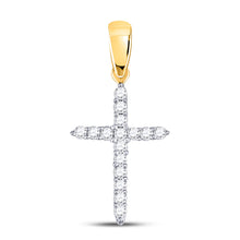  10k Yellow Gold Womens Round Diamond Cross Pendant 1/6 Cttw