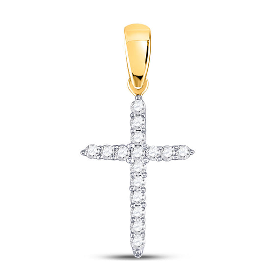 10k Yellow Gold Womens Round Diamond Cross Pendant 1/6 Cttw