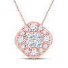 14k Rose Gold Womens Princess Diamond Offset Square Pendant 1/2 Cttw