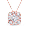 14k Rose Gold Womens Princess Diamond Square Pendant 1/4 Cttw
