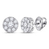 10k White Gold Womens Round Diamond Cluster Earrings 1/2 Cttw