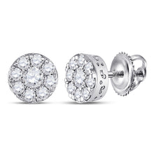  10k White Gold Womens Round Diamond Cluster Earrings 1/2 Cttw