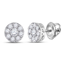  14k White Gold Womens Round Diamond Cluster Earrings 1/2 Cttw