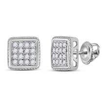  10k White Gold Round Diamond Square Earrings 1/4 Cttw