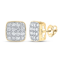  14k Yellow Gold Round Diamond Square Earrings 1-1/2 Cttw