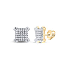  14k Yellow Gold Round Diamond Square Earrings 1/3 Cttw
