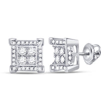  14k White Gold Round Diamond Square Earrings 1/3 Cttw