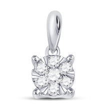  14k White Gold Womens Round Diamond Fashion Cluster Pendant 1/4 Cttw