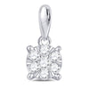 14k White Gold Womens Round Diamond Flower Cluster Pendant 1/5 Cttw
