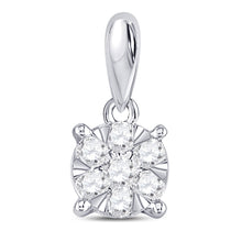  14k White Gold Womens Round Diamond Flower Cluster Pendant 1/5 Cttw