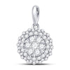 14k White Gold Womens Round Diamond Flower Cluster Pendant 1/2 Cttw
