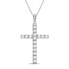 14k White Gold Womens Round Diamond Cross Pendant 1/2 Cttw