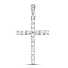  14k White Gold Womens Round Diamond Cross Pendant 1/4 Cttw