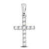 14k White Gold Womens Round Diamond Faith Cross Pendant 1/5 Cttw