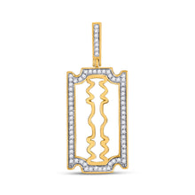  10k Yellow Gold Mens Round Diamond Razor Blade Charm Pendant 1/3 Cttw