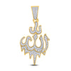 10k Yellow Gold Mens Round Diamond Allah Arabic Script Charm Pendant 1/3 Cttw