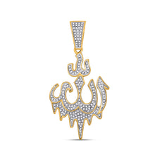  10k Yellow Gold Mens Round Diamond Allah Islam Charm Pendant 1/2 Cttw