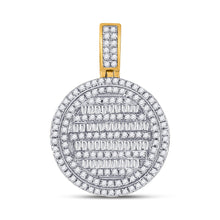  10k Yellow Gold Mens Baguette Diamond Circle Charm Pendant 3/4 Cttw