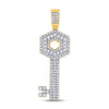 10k Yellow Gold Mens Round Diamond Key Charm Pendant 5/8 Cttw