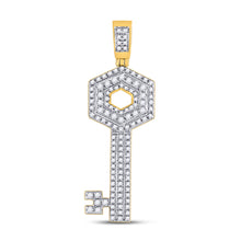  10k Yellow Gold Mens Round Diamond Key Charm Pendant 5/8 Cttw