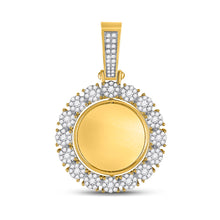  10k Yellow Gold Mens Round Diamond Circle Cluster Picture Memory Pendant 2 Cttw