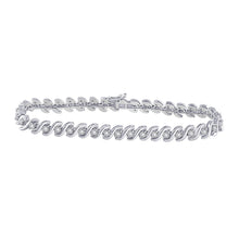  10k White Gold Womens Round Diamond Tennis Bracelet 1/2 Cttw