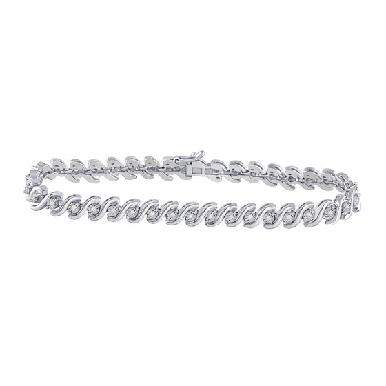 10k White Gold Womens Round Diamond Tennis Bracelet 1/2 Cttw