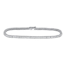  14k White Gold Womens Round Diamond Timeless Tennis Bracelet 2 Cttw