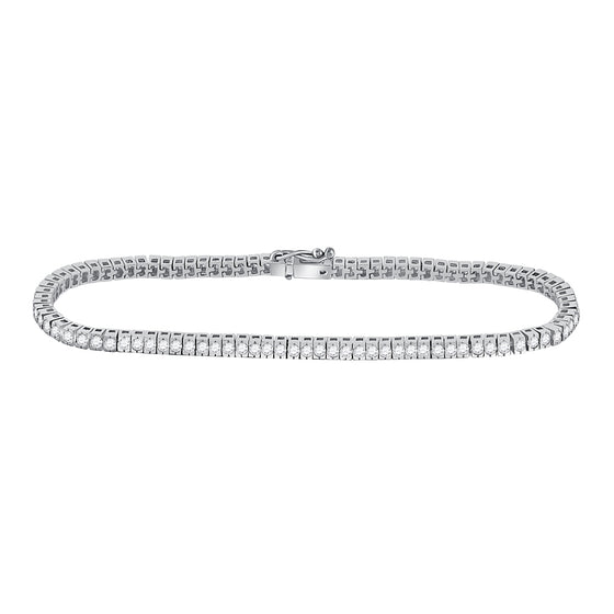14k White Gold Womens Round Diamond Timeless Tennis Bracelet 2 Cttw