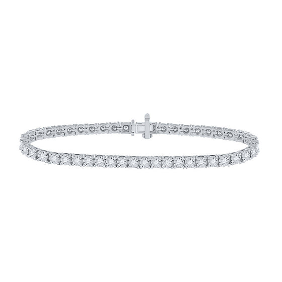 10k White Gold Womens Round Diamond Studded Tennis Bracelet 2 Cttw