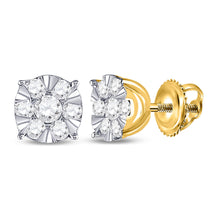  14k Yellow Gold Womens Round Diamond Fashion Cluster Earrings 1/2 Cttw