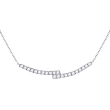  14k White Gold Womens Round Diamond Curved Bypass Bar Necklace 1 Cttw