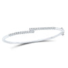 14k White Gold Womens Round Diamond Bypass Bangle Bracelet 1 Cttw