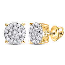  14k Yellow Gold Womens Round Diamond Cluster Earrings 1/2 Cttw