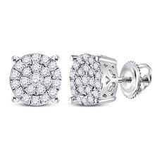  14k White Gold Womens Round Diamond Cluster Earrings 1/2 Cttw