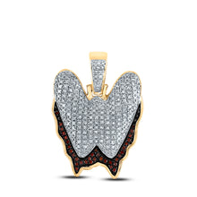  10k Yellow Gold Mens Round Red Color Enhanced Diamond Letter W Blood Charm Pendant 5/8 Cttw