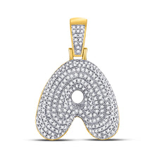  10k Yellow Gold Mens Round Diamond Bubble A Letter Charm Pendant 3/4 Cttw