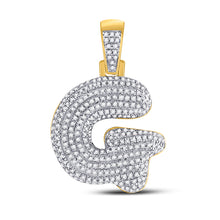  10k Yellow Gold Mens Round Diamond Bubble G Letter Charm Pendant 3/4 Cttw