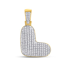  10k Yellow Gold Mens Round Diamond Bubble L Letter Charm Pendant 1/2 Cttw